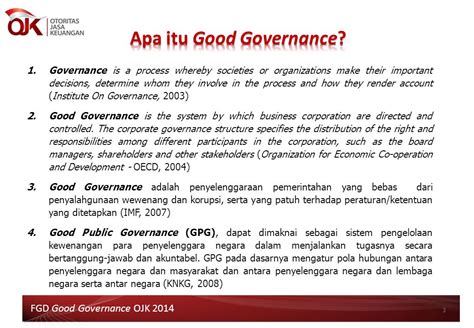 apa yang dimaksud good governance  Bagian Legal dan Compliance